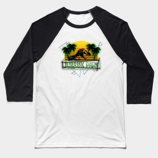 Jurassic Logo Retro 80's Neon Style Baseball T-Shirt